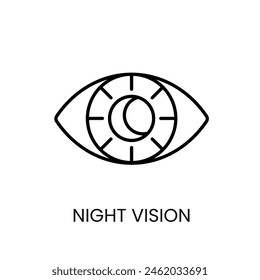 Night vision line vector icon with editable stroke for placement on cctv camera system packaging