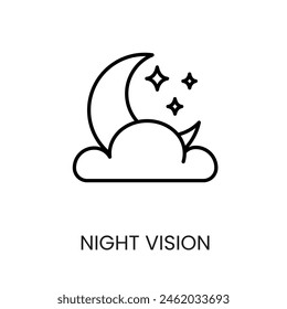 Night vision line vector icon with editable stroke for placement on cctv camera system packaging