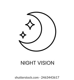 Night vision line vector icon with editable stroke for placement on cctv camera system packaging