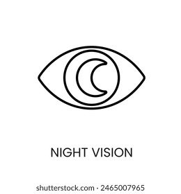 Night vision line vector icon with editable stroke for placement on cctv camera system packaging