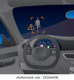 Night Vision Of Vehicle, Image Illustration