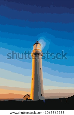 Night Wallpapers Lighthouse Stock Vector Royalty Free 1063562933