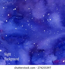 Night watercolor background. Vector illustration