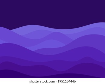 Night wavy landscape in a minimalist style. Boho typographic decor for prints, posters and interior designs. Mid-century modern decor. Vector illustration