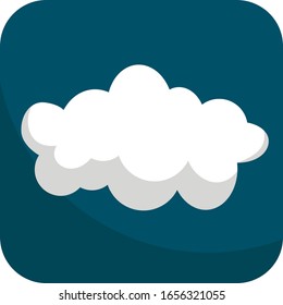 Night Weather With Clouds, Simple Icon With Dark Blue Background