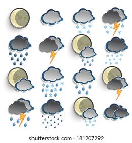 Night weather icons on the white background. Eps 10 vector file.