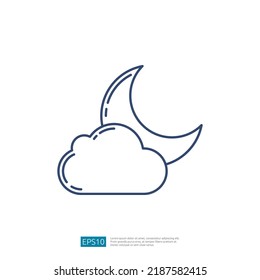 Clima nocturno con icono de contorno de luna y nube