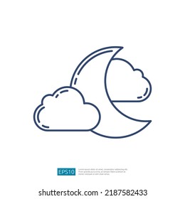 Night Weather with Moon and Cloud Outline Icon