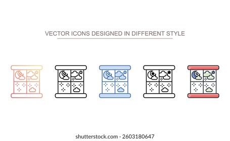 Night Window icon design with white background stock illustration