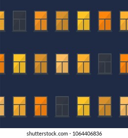 Night window simple seamless pattern. Flat vector illustration, eps 10.
