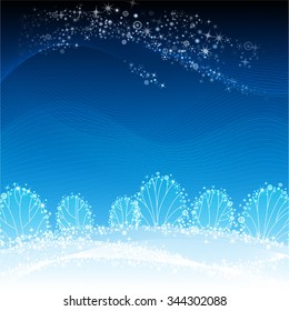 night winter festive landscape, vector