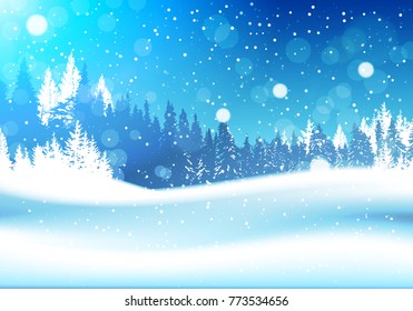 Vector Illustration Flat Landscape Snowy Background Stock Vector ...