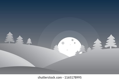 night winter landscape vector illustration
