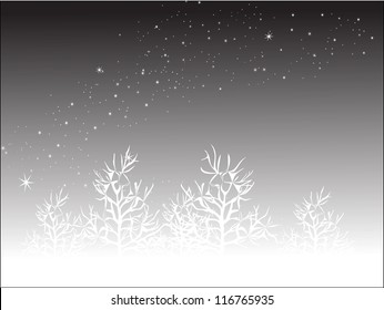 Night in the winter. New Year's background with snow. 10 EPS.