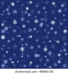 Night winter sky and snowflakes - vector pattern or background