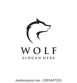 Abstraktes Logo für Nachtwolf-Design, einfacher, isolierter Hintergrund.Vektorgrafik.