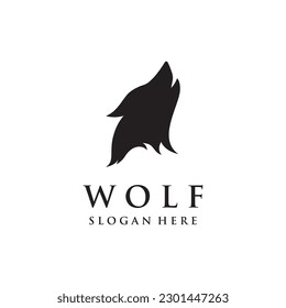 Night wolf abstract Logo design simple isolated background.Vector illustration.