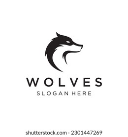 Night wolf abstract Logo design simple isolated background.Vector illustration.