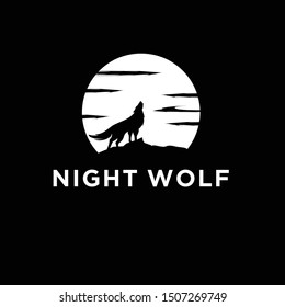 night wolf logo black and whith