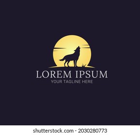 Night wolf logo silhouette template