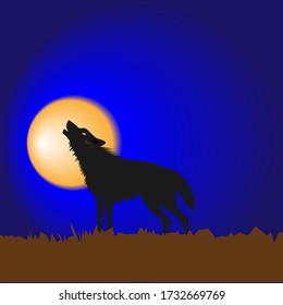 night wolf who howls loudly alone