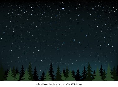 The night wood and space with stars that show a little and the Big Dipper