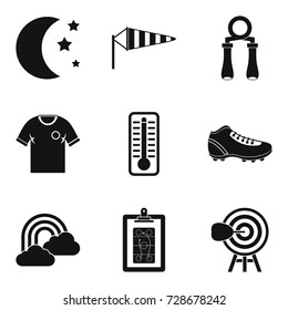 Night workout icons set. Simple set of 9 night workout vector icons for web isolated on white background