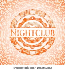 Nightclub abstract emblem, orange mosaic background