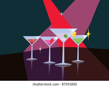 nightclub cocktail vector scene