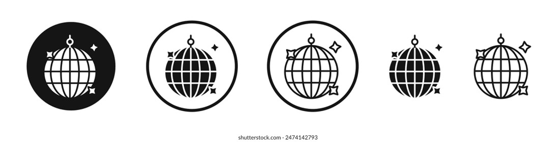 Nightclub Disco Ball Icon Set. Party Dance Mirror Ball Vector Symbol.