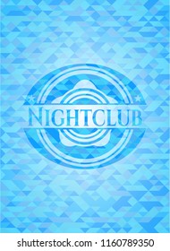 Nightclub light blue emblem. Mosaic background