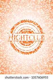 Nightclub orange mosaic emNightclub orange mosaic emblem with backgroundblem with background