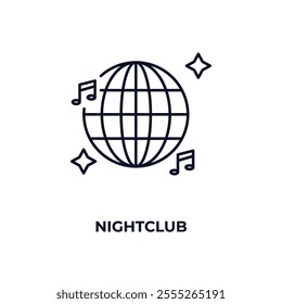 nightclub outline icon. Linear vector from entertainment concept. Thin line nightclub icon isolated on white background