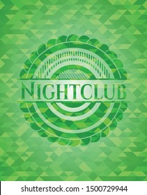 Nightclub realistic green emblem. Mosaic background. Vector Illustration. Detailed.