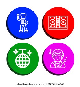 nightclub simple icons set. Contains such icons as Disco, Disc jockey, Disco ball, can be used for web, mobile and logo