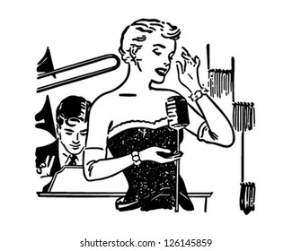 Nightclub Singer - Retro Clipart Illustration