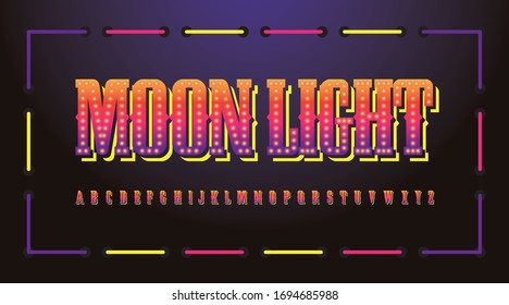 Nightclub typography have colorful fonts and alphabet. vinatge minimal retro modern trend antique urban classic. Vector illustration.