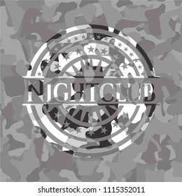 Nightclub written on a grey camouflage texture