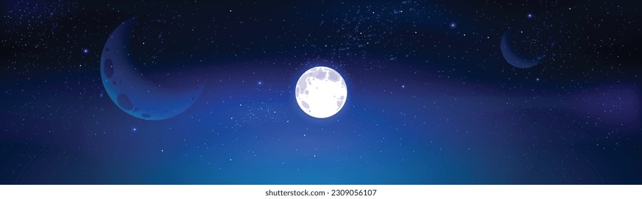 Nightfall Majesty: Dark Sky Moon and Star Vector