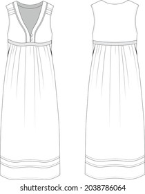 Nightgown dress technical drawing vector