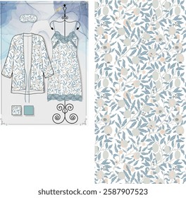 nightgown and dressing gown design, pattern design. fashion pattern design