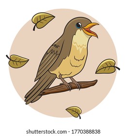 Nightingale Bird Cartoon Animal Illustration