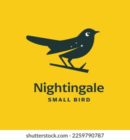 Nightingale bird logo design template vector illustration.