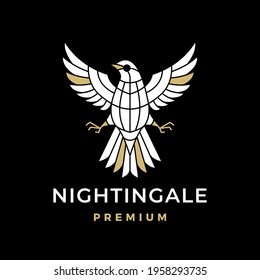 nightingale bird logo vector icon illustration