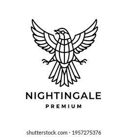 nightingale bird monoline logo vector icon illustration