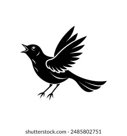 nightingale black silhouette vector illustration