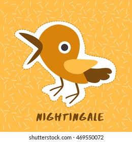 Nightingale : Cute Animal Set : Vector Illustration