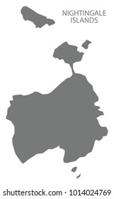 Nightingale Islands map grey illustration silhouette shape