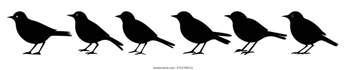 Ilustración vectorial de Paquete Clipart de silueta de ruiseñor