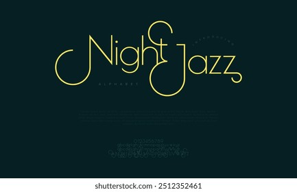Nightjazz typography beauty fashion elegant minimalist serif italic fonts decorative wedding vintage retro logos. Minimal luxury font alphabet logo. Vector illustration